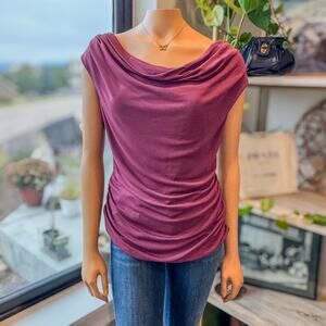 Classiques Entier, Silk Blend Cowl Neck Drape Blouse, Burgundy, Women's Medium